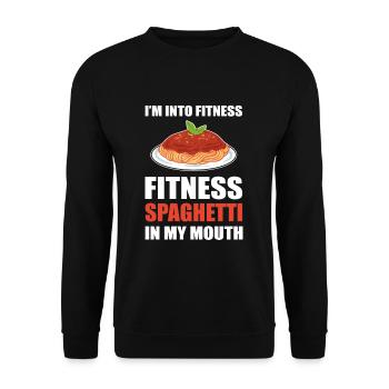 I`m Into Fitness. Fitness Spaghetti In My Mouth - Unisex Sweatshirt - black - Front - Alina (178cm) & Michal (187cm)