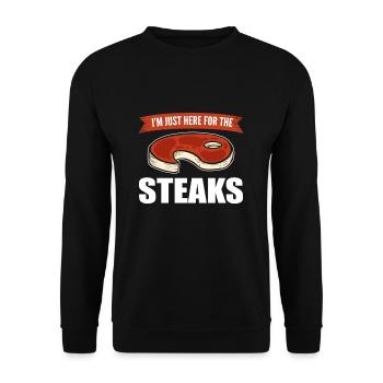 Grillen Grill BBQ Grillsaison Koch Grillkönig Gril - Unisex Pullover - Schwarz - Vorne - Alina (178cm) & Michal (187cm)