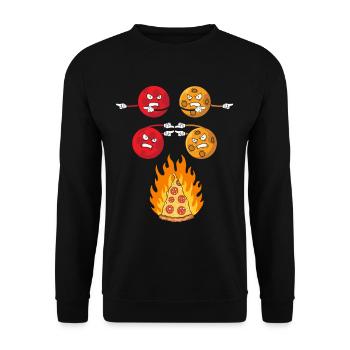 Pizza Planetes Fast Food Lover - Unisex Pullover - Schwarz - Vorne - Alina (178cm) & Michal (187cm)