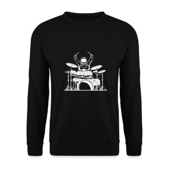 Drummer Astronaut Percussionist in Space - Unisex Sweatshirt - black - Front - Alina (178cm) & Michal (187cm)