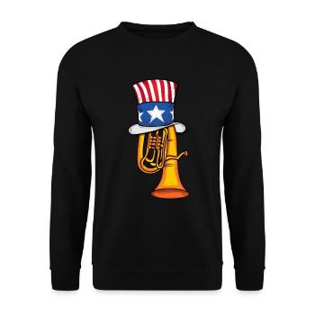 Tuba Musik USA 4th Of July Amerika Big Band Tuba - Unisex Pullover - Schwarz - Vorne - Alina (178cm) & Michal (187cm)