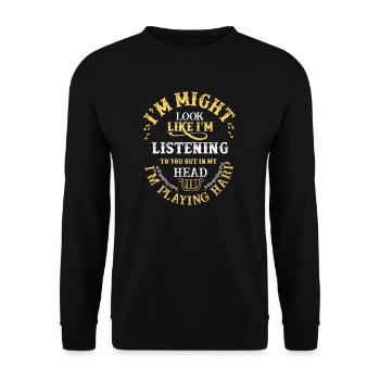 Harfe I Saiteninstrument Musik Motiv für Harfen - Unisex Pullover - Schwarz - Vorne - Alina (178cm) & Michal (187cm)