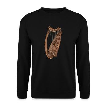 Harfe I Saiteninstrument Musik Motiv für Harfen - Unisex Pullover - Schwarz - Vorne - Alina (178cm) & Michal (187cm)