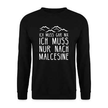 Malcesine am Gardasee I Motiv für Italien Urlaub - Unisex Pullover - Schwarz - Vorne - Alina (178cm) & Michal (187cm)