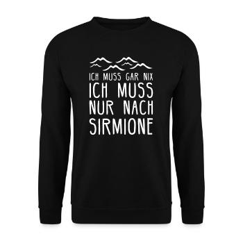 Sirmione am Gardasee I Motiv für Italien Urlaub - Unisex Pullover - Schwarz - Vorne - Alina (178cm) & Michal (187cm)