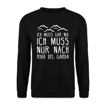 Riva del Garda am Gardasee I Motiv für Italien - Unisex Pullover - Schwarz - Vorne - Alina (178cm) & Michal (187cm)