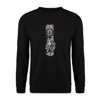 Viking Seer I Walhalla Asgard Motif for - Unisex Sweatshirt - black - Front - Alina (178cm) & Michal (187cm)