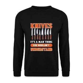 Couteaux C’est une chose d’homme que vous ne comprendrez pas - Sweat-shirt Unisexe - noir - Devant - Alina (178cm) & Michal (187cm)