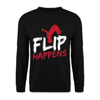Flip Happens Freerunning Parkour - Unisex Sweatshirt - black - Front - Alina (178cm) & Michal (187cm)