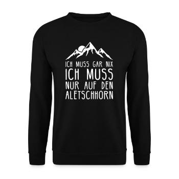 Aletschhorn I Berg in der Schweiz für Wanderer - Unisex Pullover - Schwarz - Vorne - Alina (178cm) & Michal (187cm)