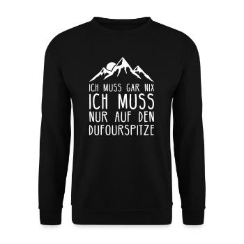 Dufourspitze I Berg in der Schweiz für Wanderer - Unisex Pullover - Schwarz - Vorne - Alina (178cm) & Michal (187cm)