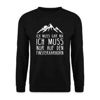 Finsteraarhorn I Berg in der Schweiz für Wanderer - Unisex Pullover - Schwarz - Vorne - Alina (178cm) & Michal (187cm)