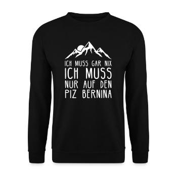 Piz Bernina I Berg in der Schweiz für Wanderer - Unisex Pullover - Schwarz - Vorne - Alina (178cm) & Michal (187cm)