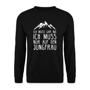 Jungfrau I Berg in der Schweiz für Wanderer - Unisex Pullover - Schwarz - Vorne - Alina (178cm) & Michal (187cm)