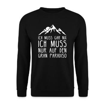 Gran Paradiso I Berg in Italien für Wanderer - Unisex Pullover - Schwarz - Vorne - Alina (178cm) & Michal (187cm)
