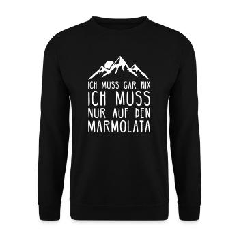 Marmolata I Berg in Italien für Wanderer - Unisex Pullover - Schwarz - Vorne - Alina (178cm) & Michal (187cm)