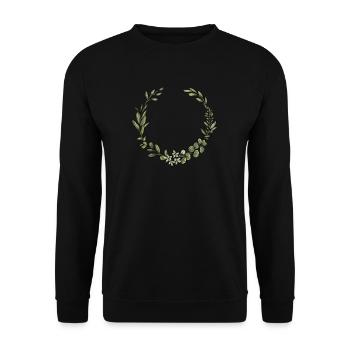 Eucalyptus Flower Wreath I Team Bridal Wedding Boho - Unisex Sweatshirt - black - Front - Alina (178cm) & Michal (187cm)