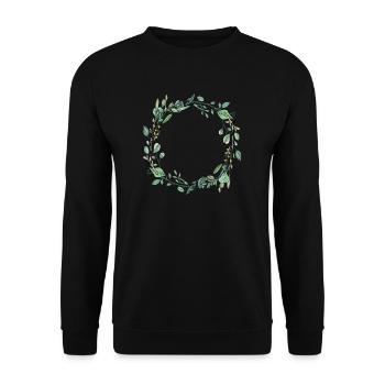 Eucalyptus Flower Wreath I Team Bridal Wedding Boho - Unisex Sweatshirt - black - Front - Alina (178cm) & Michal (187cm)