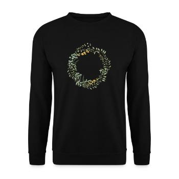 Eucalyptus Flower Wreath I Team Bridal Wedding Boho - Unisex Sweatshirt - black - Front - Alina (178cm) & Michal (187cm)