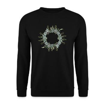 Eucalyptus Flower Wreath I Team Bridal Wedding Boho - Unisex Sweatshirt - black - Front - Alina (178cm) & Michal (187cm)