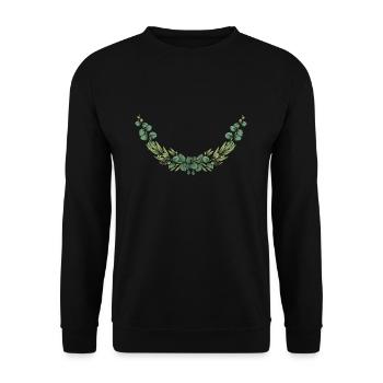 Eucalyptus Flower Wreath I Team Bridal Wedding Boho - Unisex Sweatshirt - black - Front - Alina (178cm) & Michal (187cm)