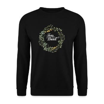 Team Braut I Blumenkranz Hochzeit Boho Stil - Unisex Pullover - Schwarz - Vorne - Alina (178cm) & Michal (187cm)