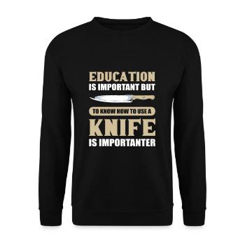 L’éducation est importante pour la chasse aux collectionneurs de couteaux - Sweat-shirt Unisexe - noir - Devant - Alina (178cm) & Michal (187cm)