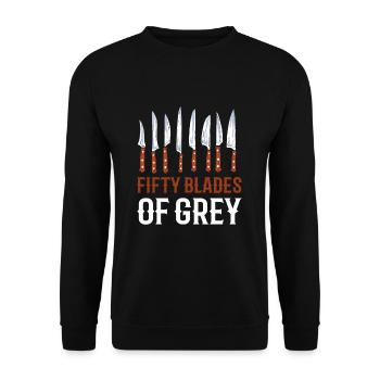 Cinquante lames de couteau gris Couteau collecteur - Sweat-shirt Unisexe - noir - Devant - Alina (178cm) & Michal (187cm)