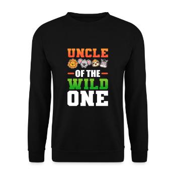 Uncle of the Wild One Nephew Niece - Unisex Pullover - Schwarz - Vorne - Alina (178cm) & Michal (187cm)