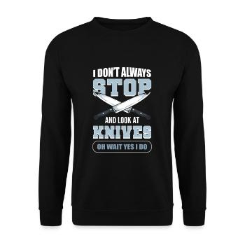 Je ne m’arrête pas toujours et je regarde les couteaux - Sweat-shirt Unisexe - noir - Devant - Alina (178cm) & Michal (187cm)
