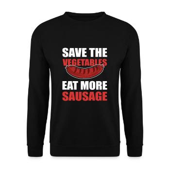 Grillen Grill BBQ Bier Steak Grillkönig Grillmeist - Unisex Pullover - Schwarz - Vorne - Alina (178cm) & Michal (187cm)
