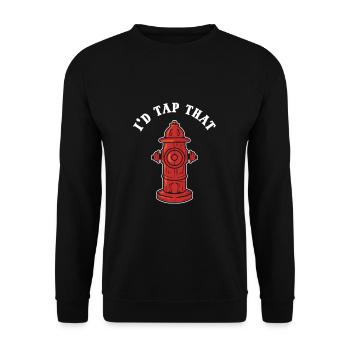 I'd Tap That Firefighter Fire Hydrant - Unisex Sweatshirt - black - Front - Alina (178cm) & Michal (187cm)