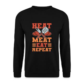 Grillen Grill BBQ Bier Grillmeister Fleisch Grillf - Unisex Pullover - Schwarz - Vorne - Alina (178cm) & Michal (187cm)