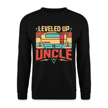 Leveled Up To Uncle Baby Nephew Niece - Unisex Pullover - Schwarz - Vorne - Alina (178cm) & Michal (187cm)