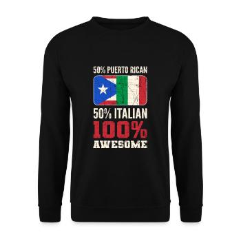 Puerto Rican Italian 100% Awesome Puerto Rico - Unisex Sweatshirt - black - Front - Alina (178cm) & Michal (187cm)