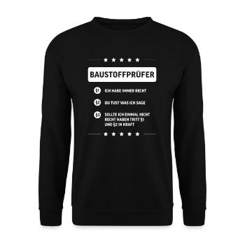 Baustoffprüfer I Materialprüfung Motiv für - Unisex Pullover - Schwarz - Vorne - Alina (178cm) & Michal (187cm)