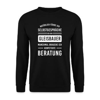 Gleisbauer I Gleise Bahn Spruch Motiv für - Unisex Pullover - Schwarz - Vorne - Alina (178cm) & Michal (187cm)
