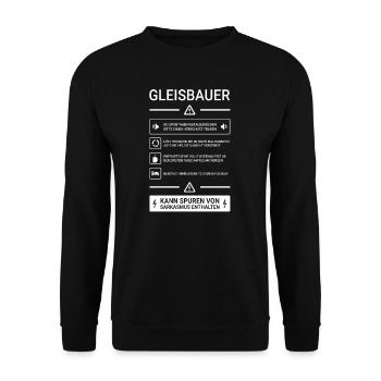 Gleisbauer I Gleise Bahn Spruch Motiv für - Unisex Pullover - Schwarz - Vorne - Alina (178cm) & Michal (187cm)