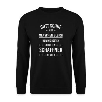 Schaffner I Lokführer Motiv für Eisenbahner und - Unisex Pullover - Schwarz - Vorne - Alina (178cm) & Michal (187cm)