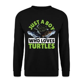 Just A Boy Who Loves Turtles Ocean Animal Sea - Unisex Pullover - Schwarz - Vorne - Alina (178cm) & Michal (187cm)