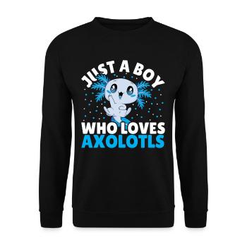 Süßes Axolotl Mexikanischer Schwanzlurch Salamande - Unisex Pullover - Schwarz - Vorne - Alina (178cm) & Michal (187cm)