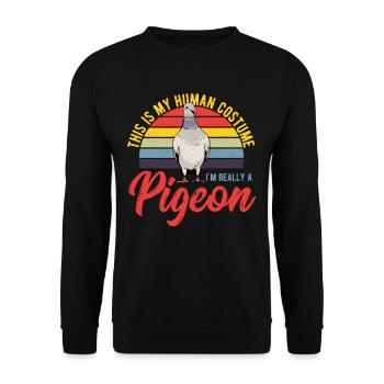 This Is my Human Costume I'm Really A Pigeon Bird - Unisex Sweatshirt - black - Front - Alina (178cm) & Michal (187cm)