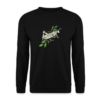 Grashüpfer I Zikade Insekten Motiv für - Unisex Pullover - Schwarz - Vorne - Alina (178cm) & Michal (187cm)