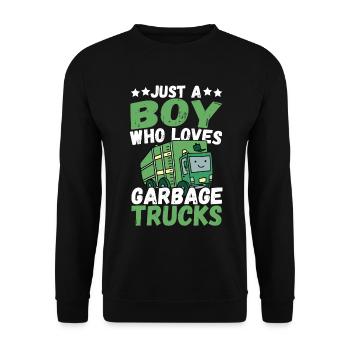 Just a Boy Who Loves Garbage Trucks Recycling - Unisex Pullover - Schwarz - Vorne - Alina (178cm) & Michal (187cm)