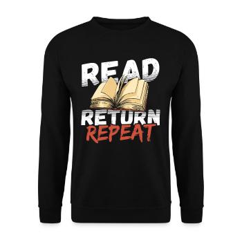 Read Return Repeat Librarian Library Book Lover - Unisex Sweatshirt - black - Front - Alina (178cm) & Michal (187cm)