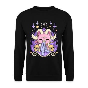 Gothic Kawaii Creepy Pastel Goth Chibi Kawaii - Unisex Pullover - Schwarz - Vorne - Alina (178cm) & Michal (187cm)