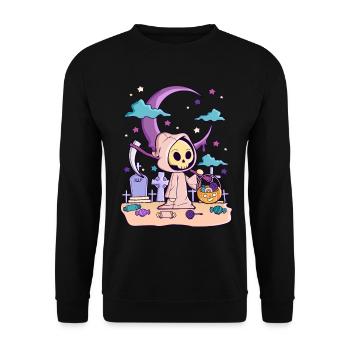 Creepy Kawaii Halloween Gruseliges Geschenk Goth - Unisex Pullover - Schwarz - Vorne - Alina (178cm) & Michal (187cm)