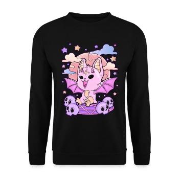Pastel Goth Gruseliges Geschenk Creepy Kawaii - Unisex Pullover - Schwarz - Vorne - Alina (178cm) & Michal (187cm)