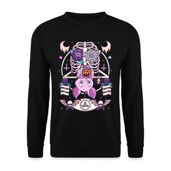 Horror Halloween Creepy Kawaii Pastel Goth - Unisex Pullover - Schwarz - Vorne - Alina (178cm) & Michal (187cm)