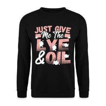 Just Give Me The Lye & Oil Soap Making Soap - Unisex Sweatshirt - black - Front - Alina (178cm) & Michal (187cm)